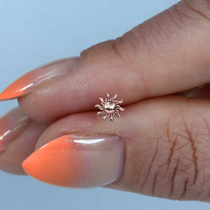 Shining Sun Flatback Ear Piercing 14K Gold