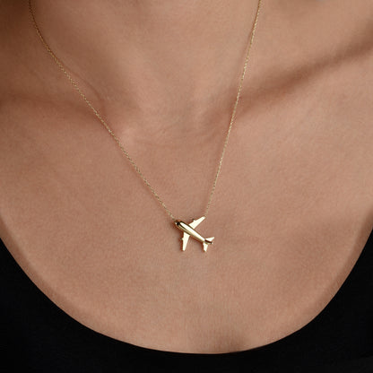 Aeroplane Necklace 14K Gold / Silver inspired by travel and transport.
