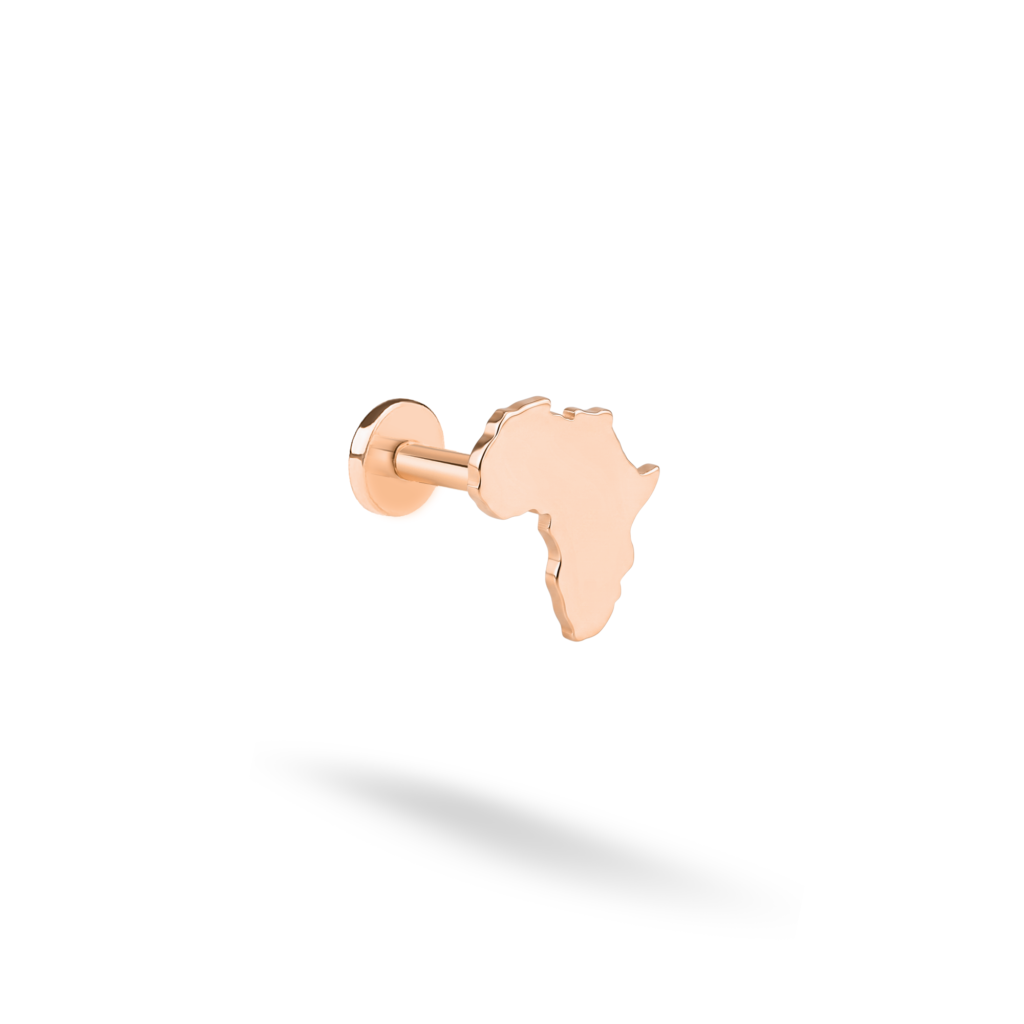 Africa Continent Flatback Ear Piercing 14K Gold / Silver