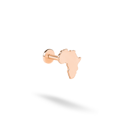 Africa Continent Flatback Ear Piercing 14K Gold / Silver