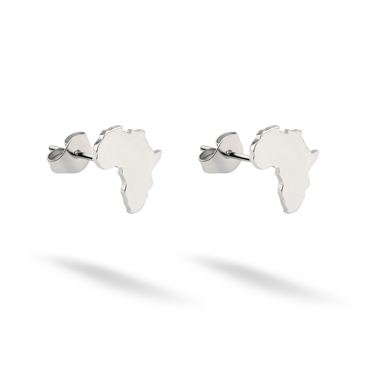 Africa Continent Stud Earrings 14K Gold / Silver
