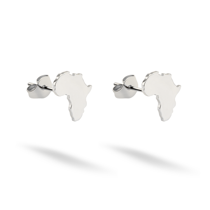 Africa Continent Stud Earrings 14K Gold / Silver