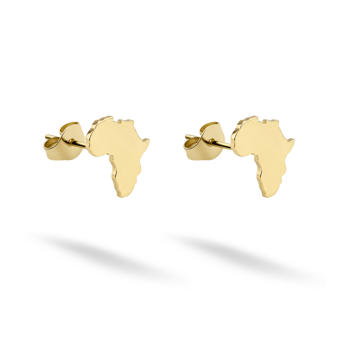 Africa Continent Stud Earrings in 14K Gold or Silver. Delicate map earrings and africa jewelry for travelers, Africa lovers, and everyday wear.