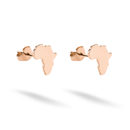 Africa Continent Stud Earrings 14K Gold / Silver