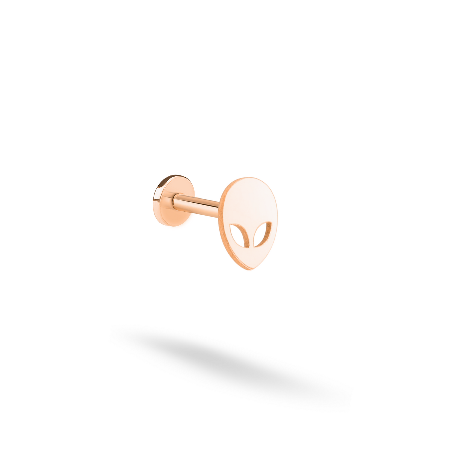 Alien Face Flatback Ear Piercing 14K Gold