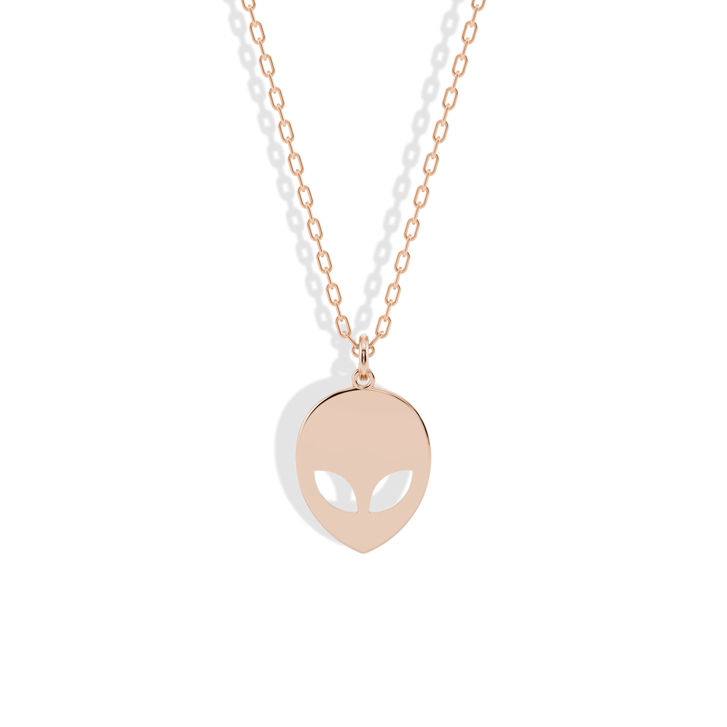 Alien Face Pendant Necklace 14K Gold / Silver