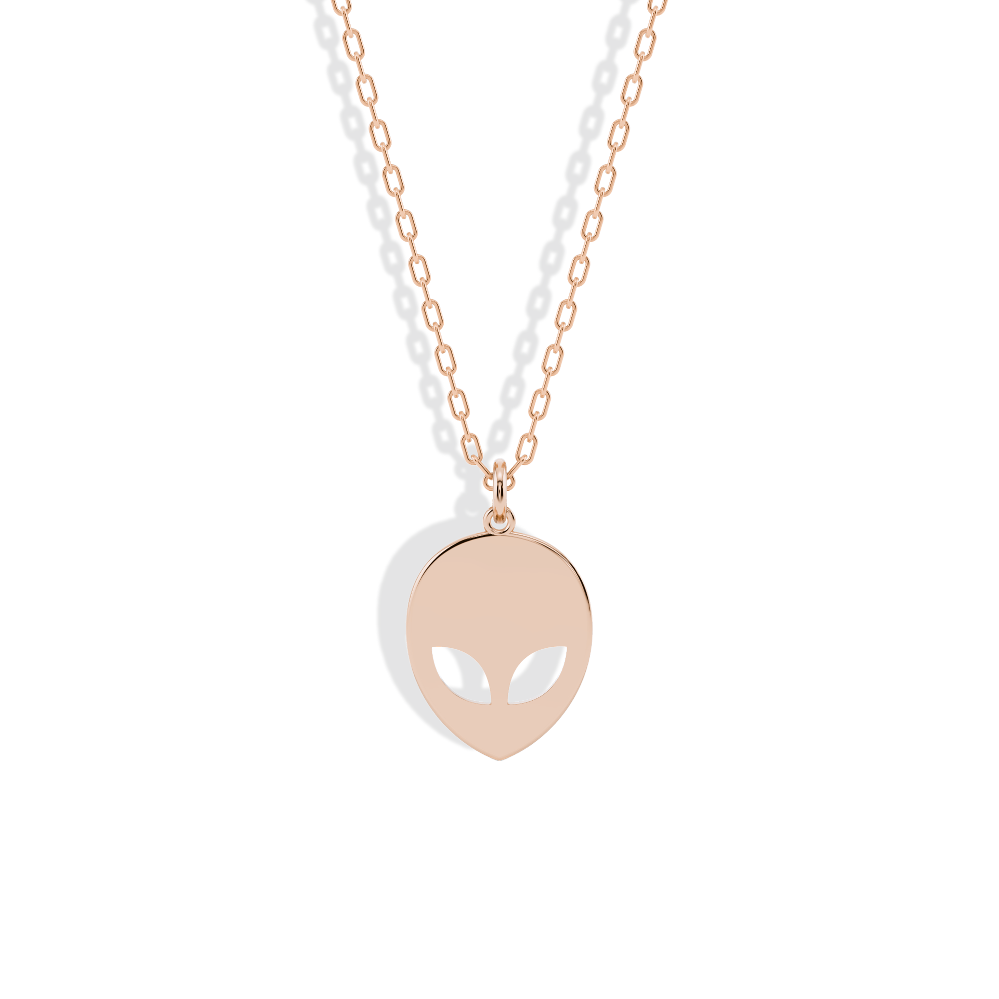 Alien Face Pendant Necklace 14K Gold / Silver