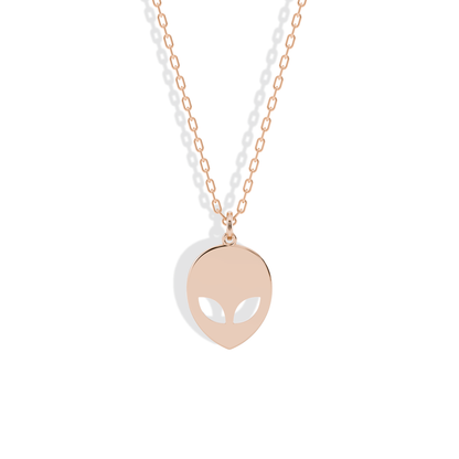 Alien Face Pendant Necklace 14K Gold / Silver