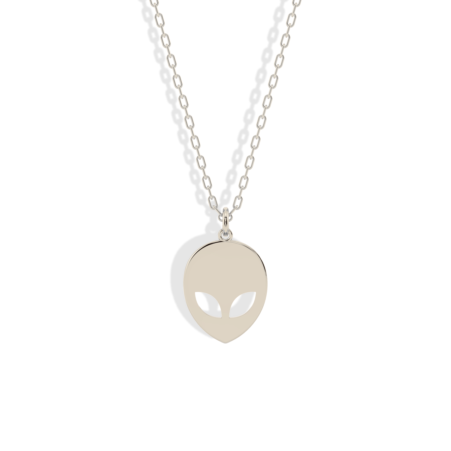 Alien Face Pendant Necklace 14K Gold / Silver