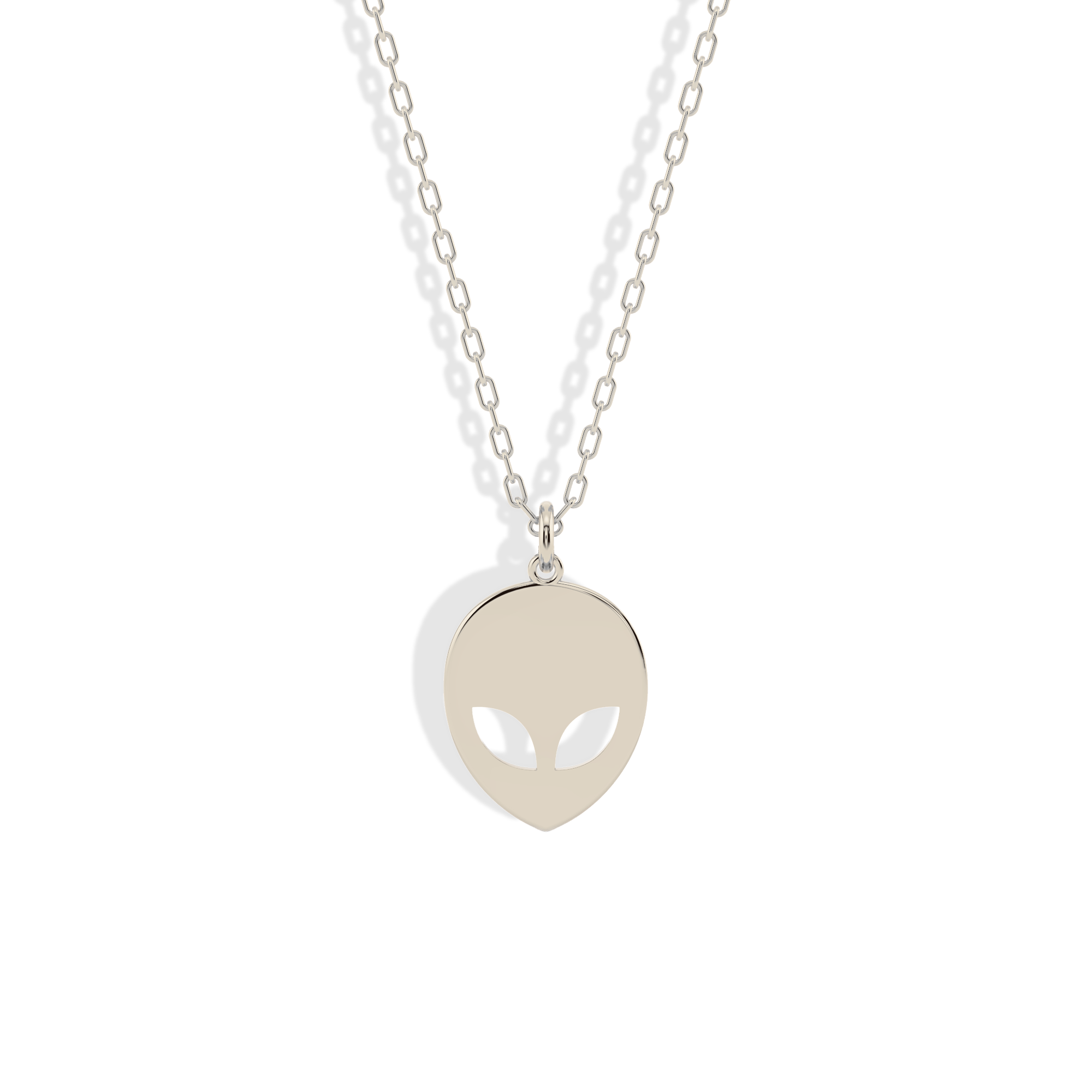 Alien Face Pendant Necklace 14K Gold / Silver