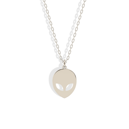 Alien Face Pendant Necklace 14K Gold / Silver
