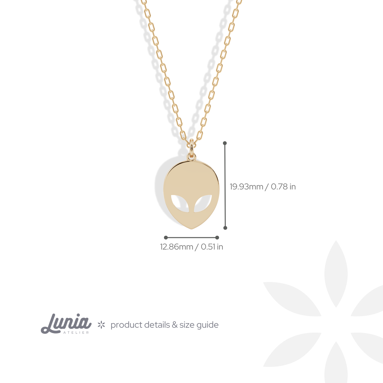 Alien Face Pendant Necklace 14K Gold / Silver