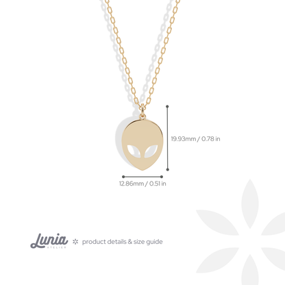 Alien Face Pendant Necklace 14K Gold / Silver