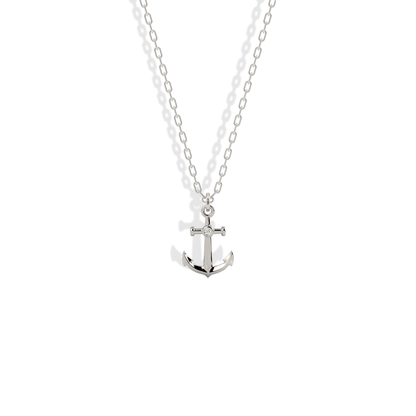 Cool white gold anchor pendant, a nautical piece for silver toned stacks