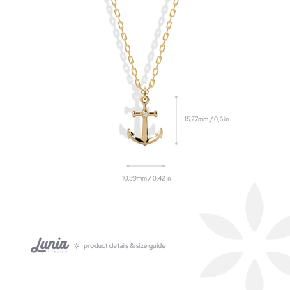 Anchor charm size reference, 15.27 mm top to bottom and 10.59 mm between the arms