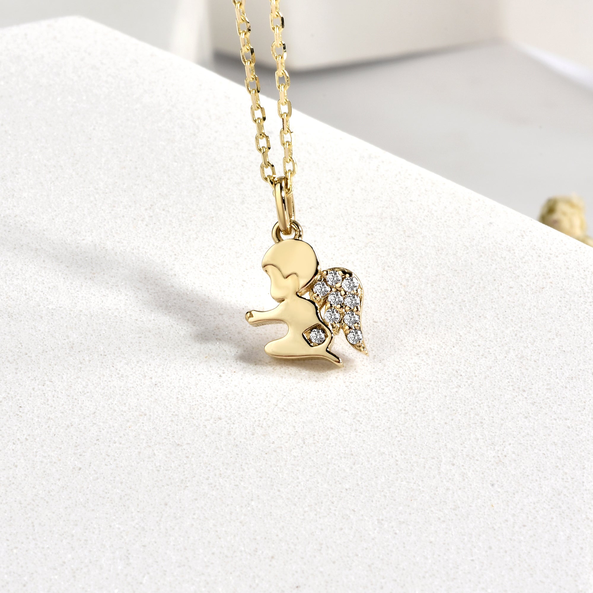 Angel Baby Diamond Necklace 14K Gold