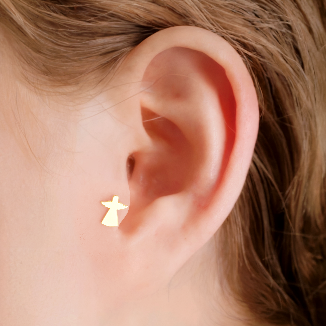 14K Gold Angel Flatback Ear Piercing