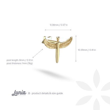 Angel Flatback Ear Piercing 14K Gold