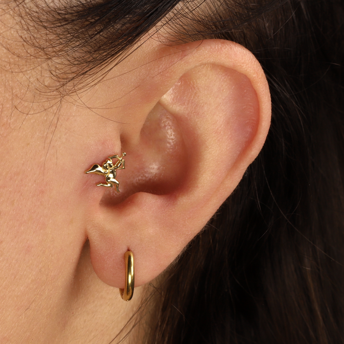 Angel of Love Flatback Ear Piercing 14K Gold
