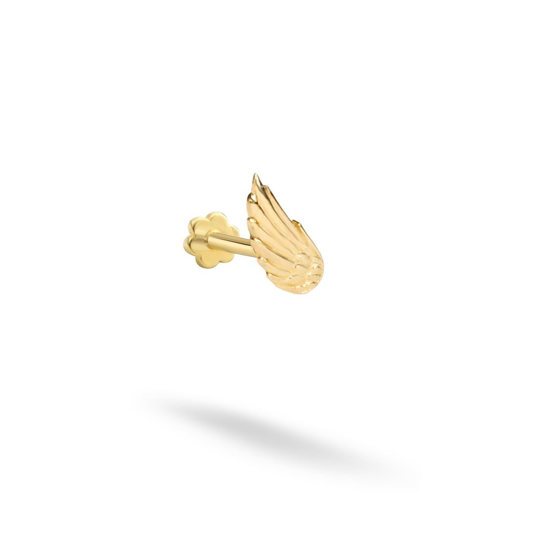 Guardian Feather Heaven Flatback Ear Piercing 14K Gold