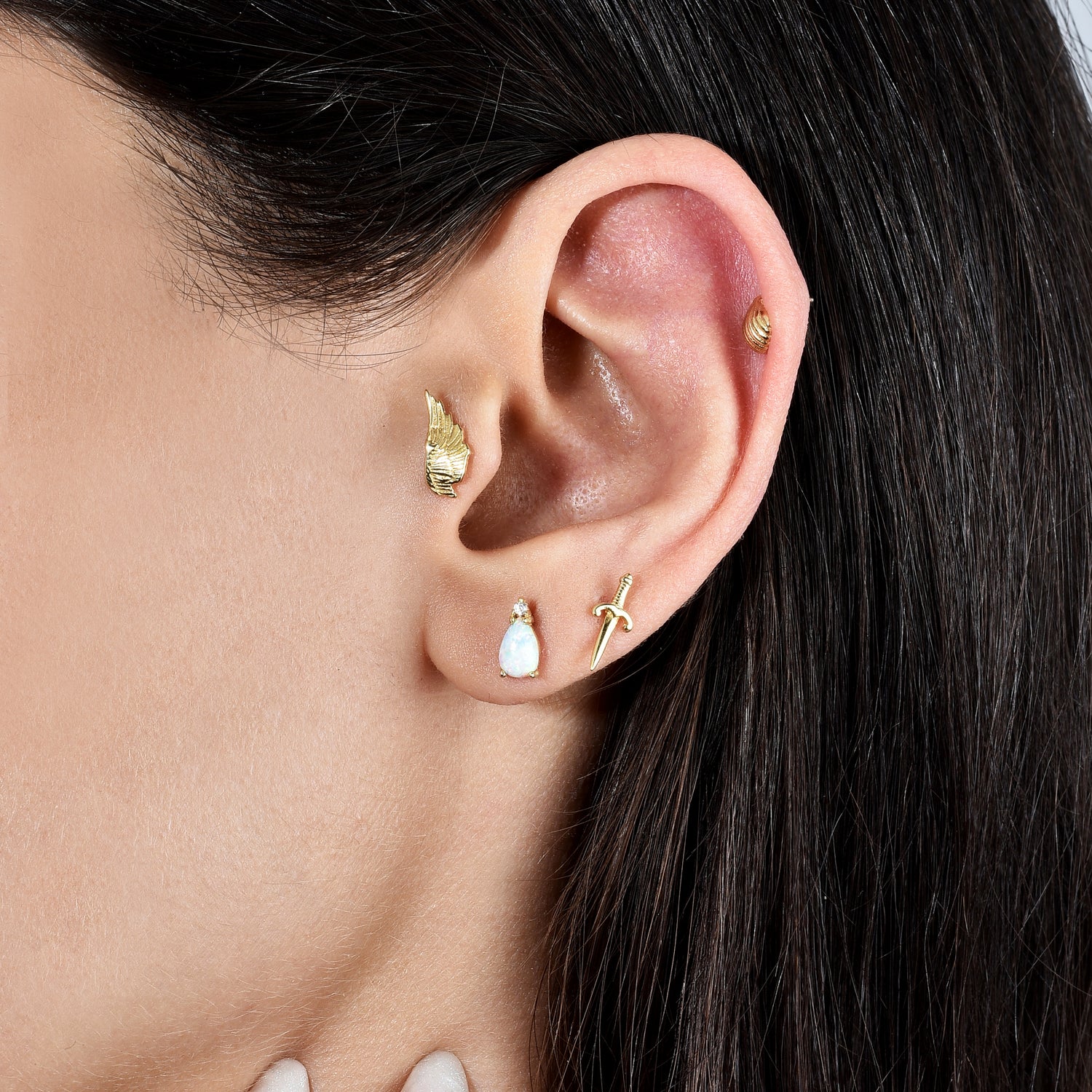 Seraph Wing Flatback Piercing 14K Gold







