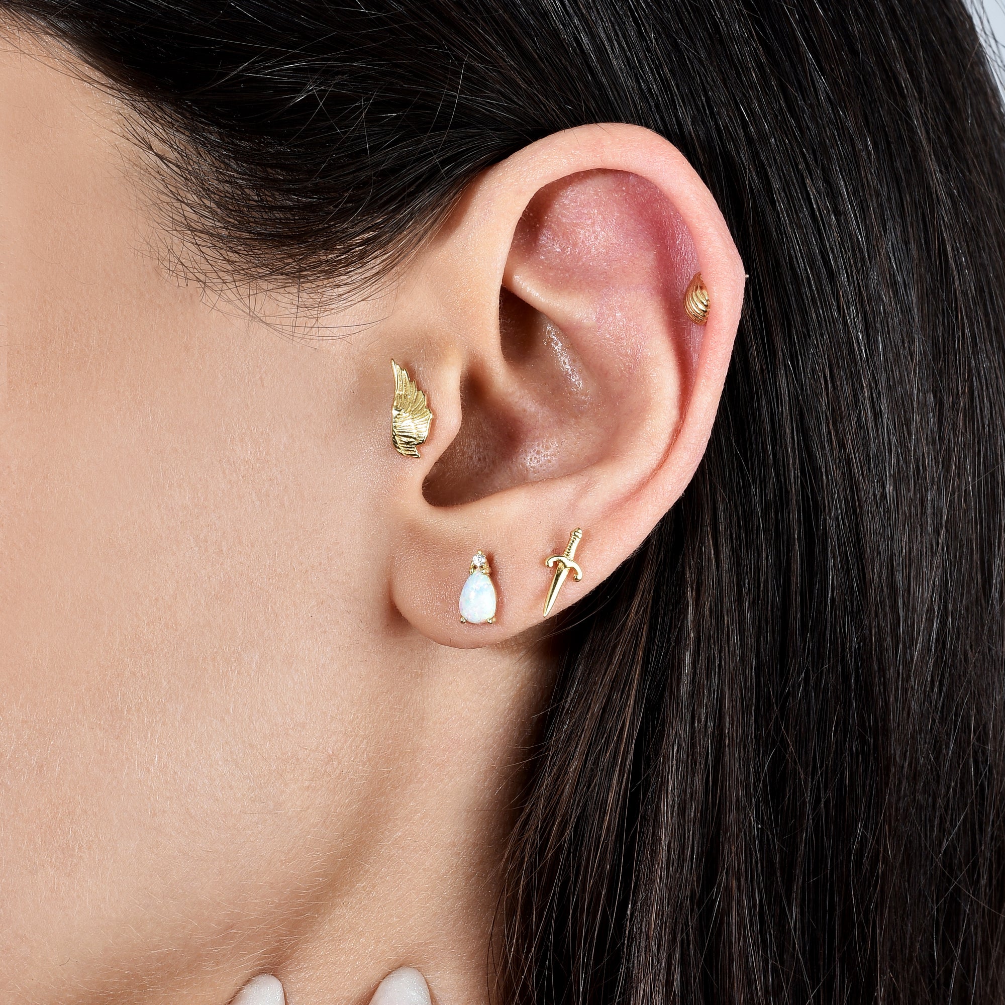 Seraph Wing Flatback Piercing 14K Gold






