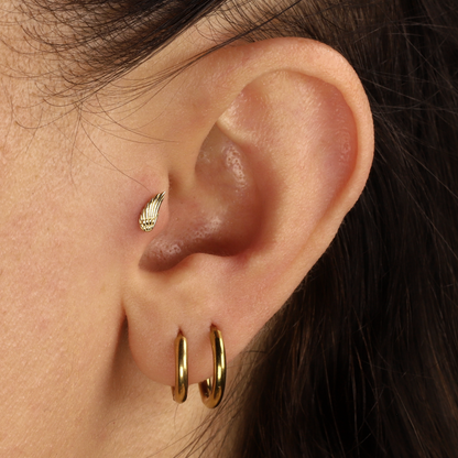 Angel Wing Flatback Ear Piercing 14K Gold