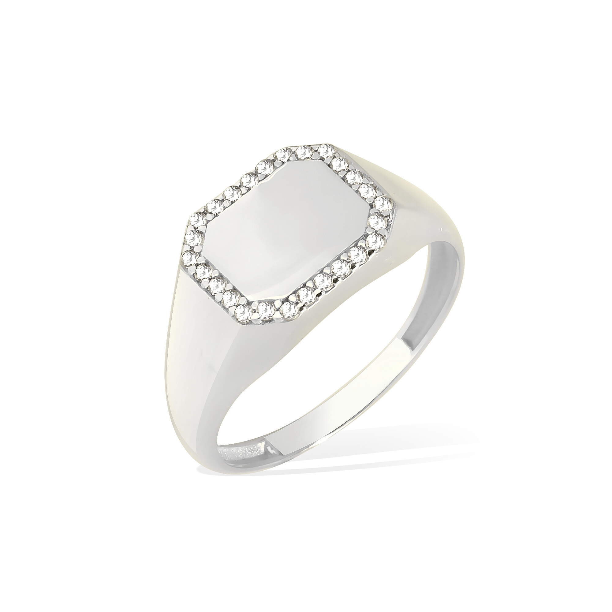 Angular Signet Diamond Ring 14K Gold