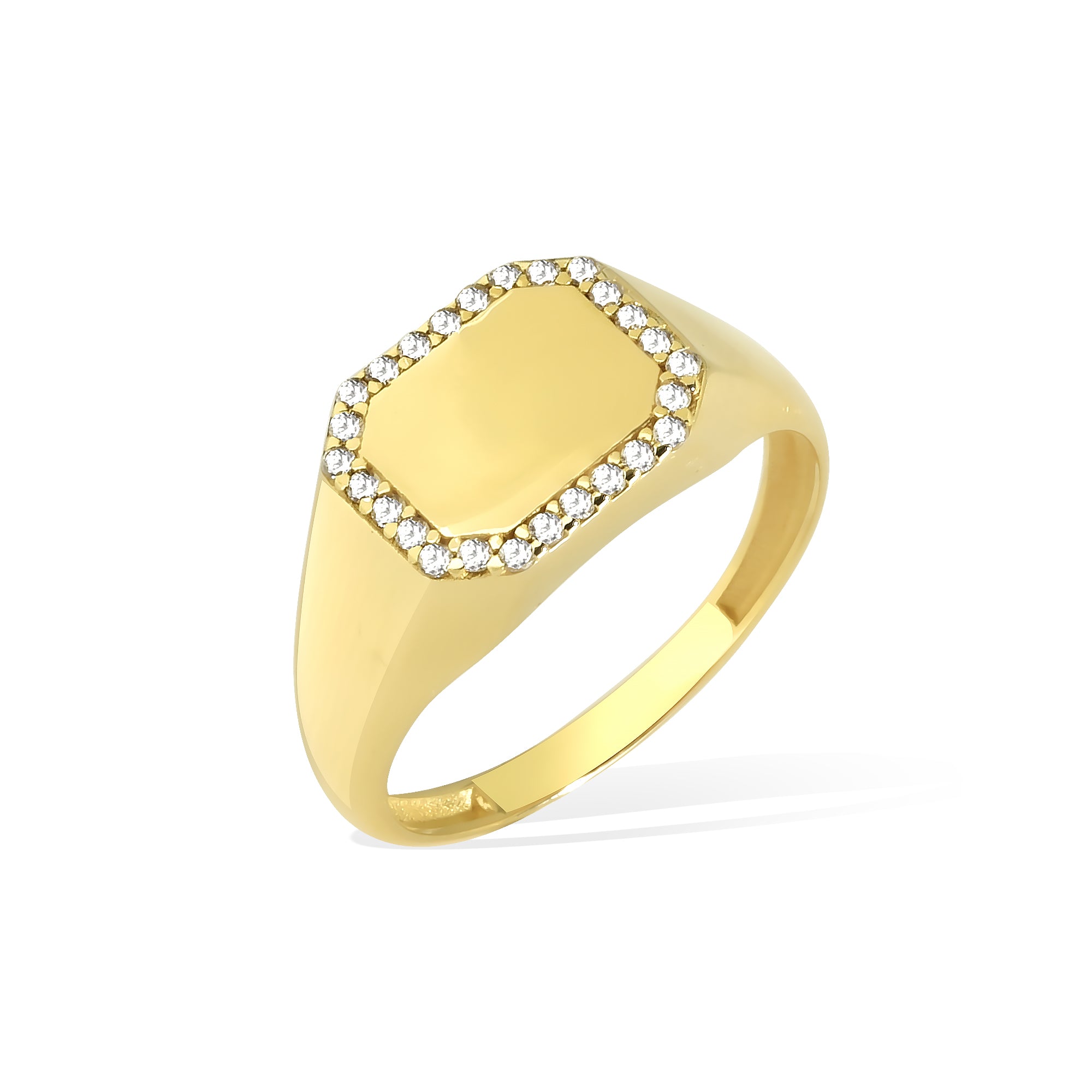 Angular Signet Diamond Ring 14K Gold