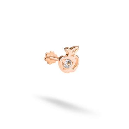 Apple Flatback Ear Piercing 14K Gold with CZ Stone