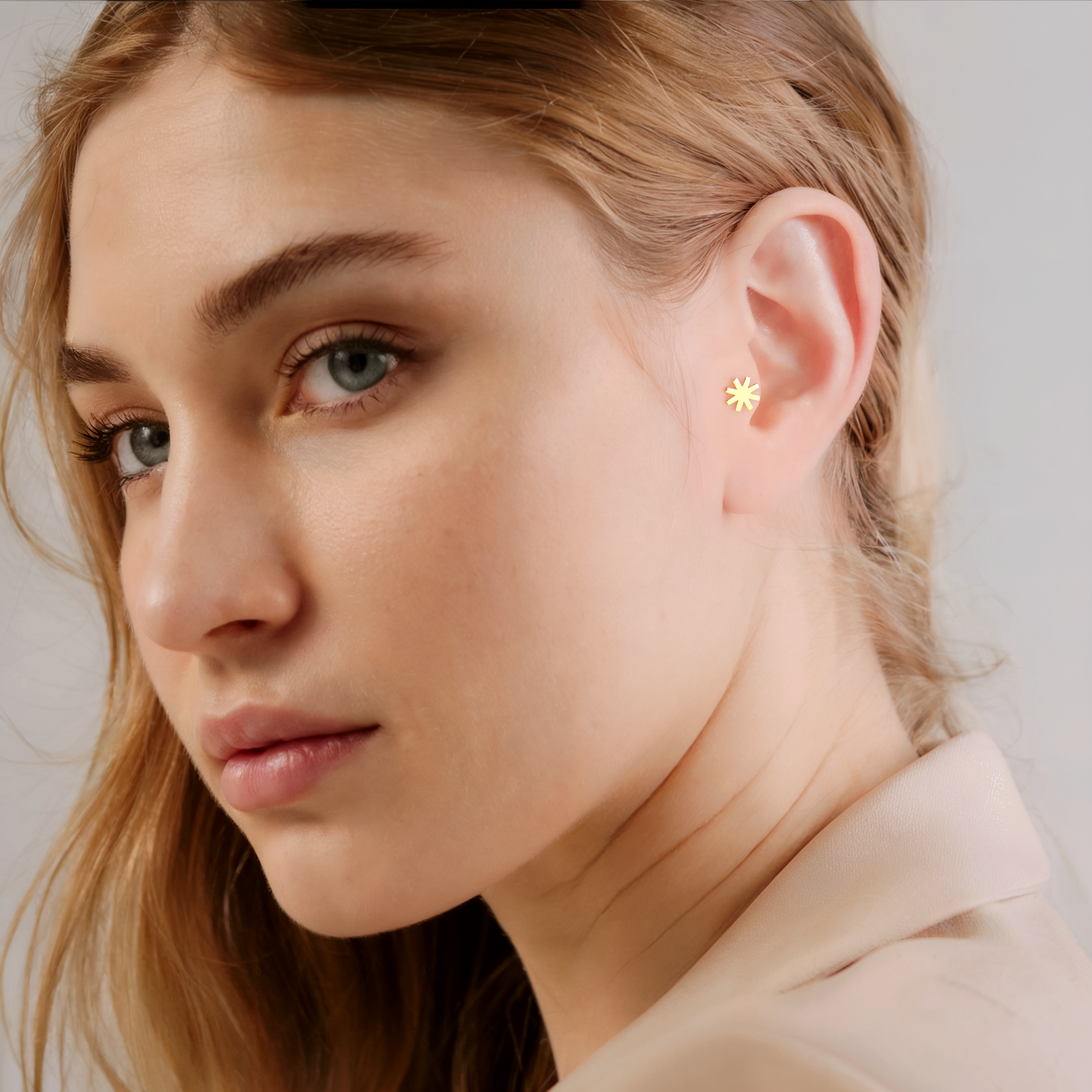 Asterisk Star Flatback Ear Piercing 14K Gold