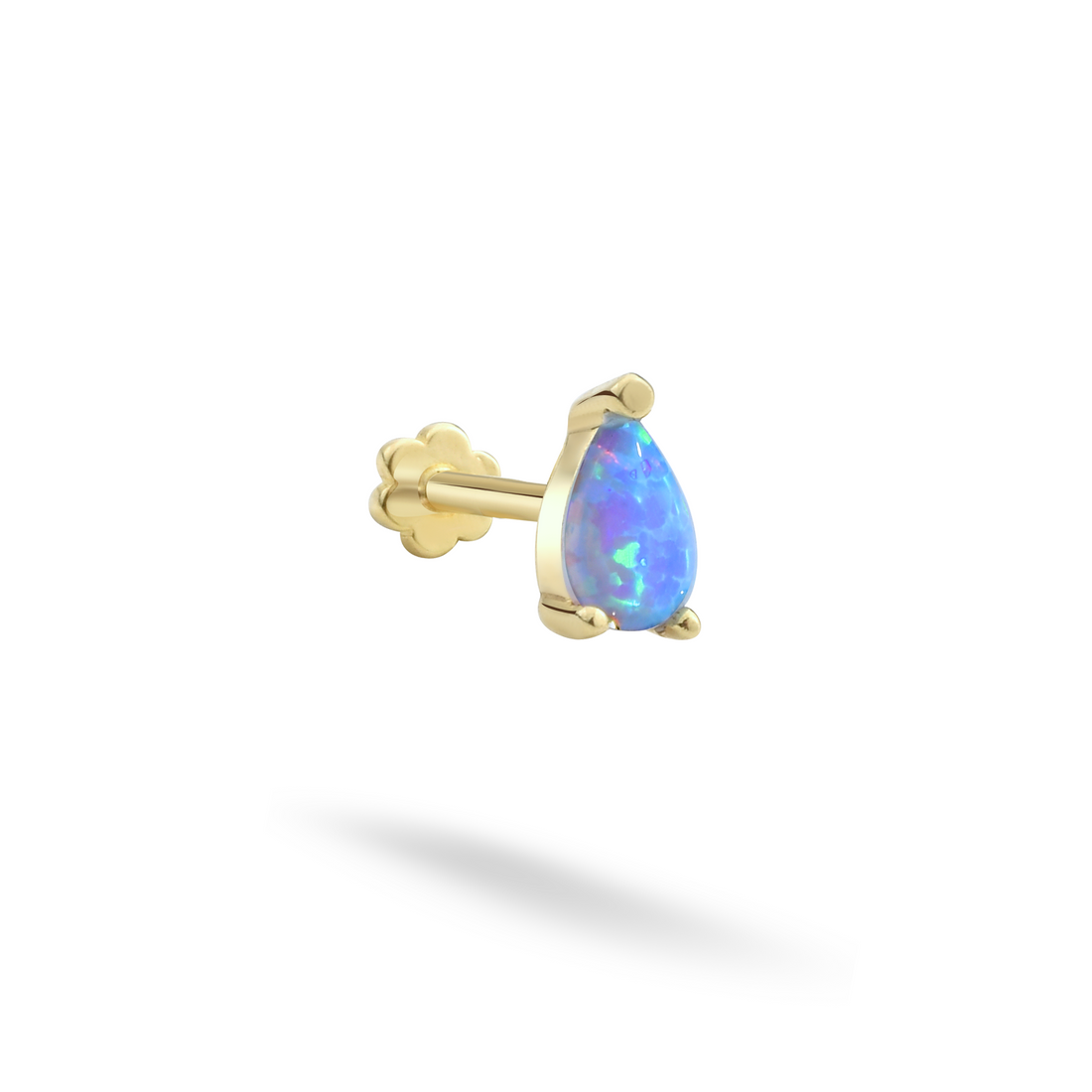 Azure Drop Flatback Ear Piercing 14K Gold with CZ Stone