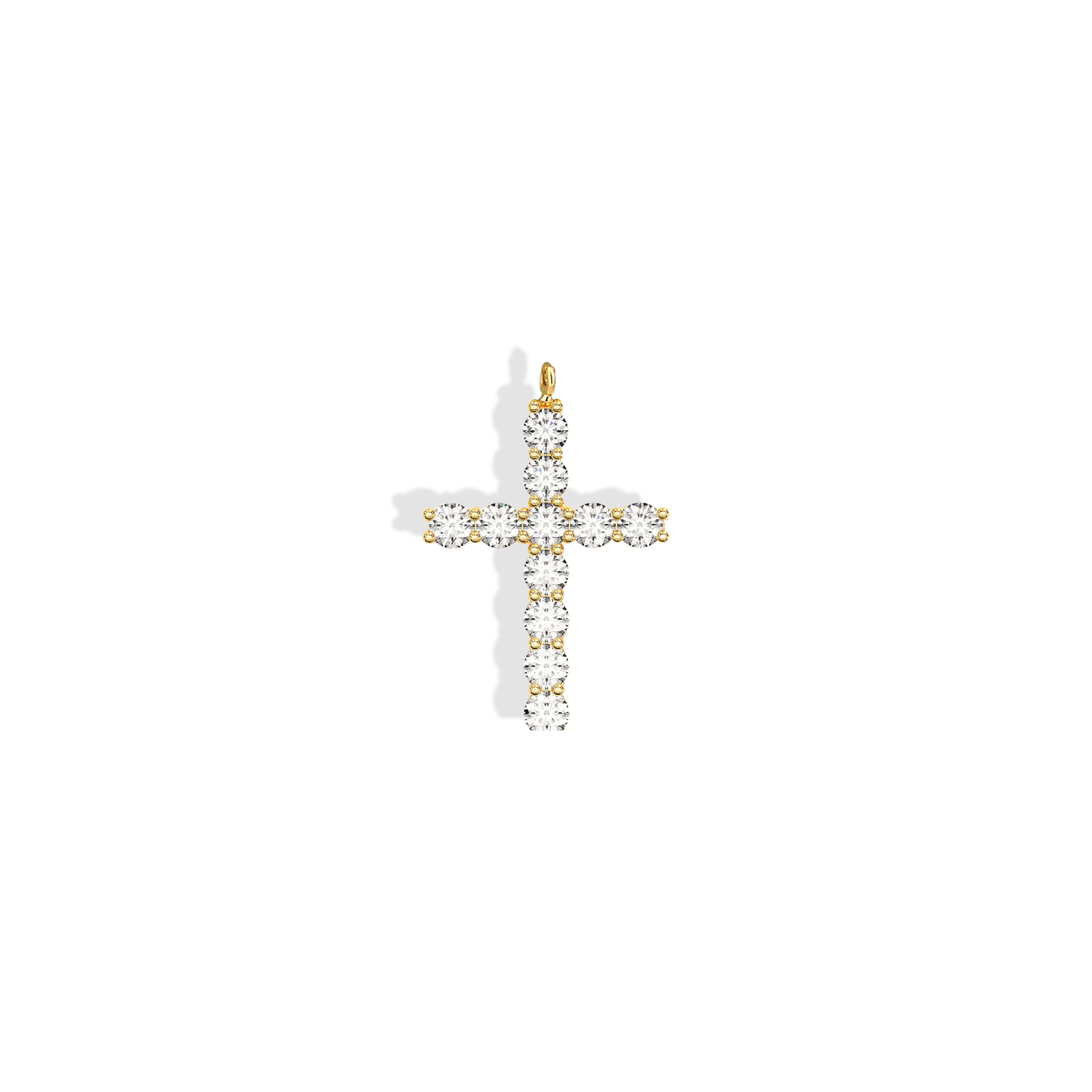 Cross Diamond Stone Necklace 14K Gold