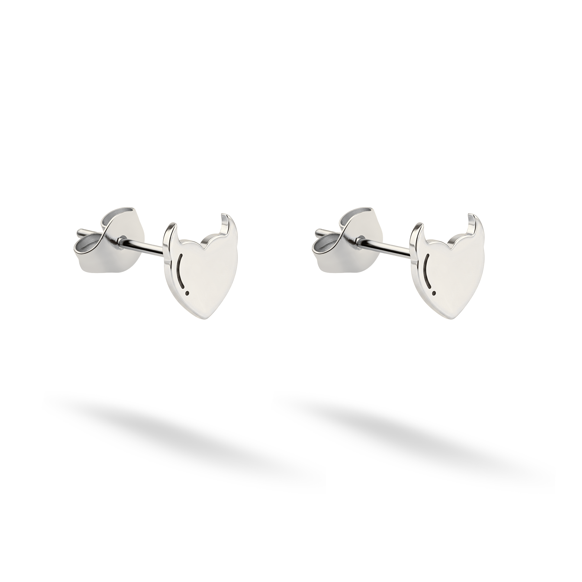 Devil Heart Stud Earrings 14K Gold / Silver