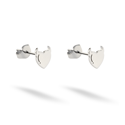 Devil Heart Stud Earrings 14K Gold / Silver