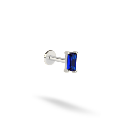 Birthstone Gemstone Custom Rectangle Ear Piercing 14K Gold / Silver