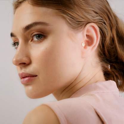Balloon Dog Flatback Ear Piercing 14K Gold