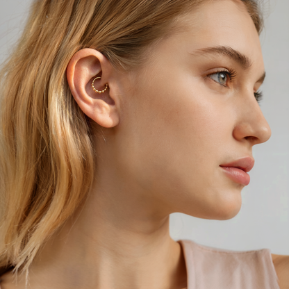 Beaded Hoop Ear Piercing 14K Gold / Silver