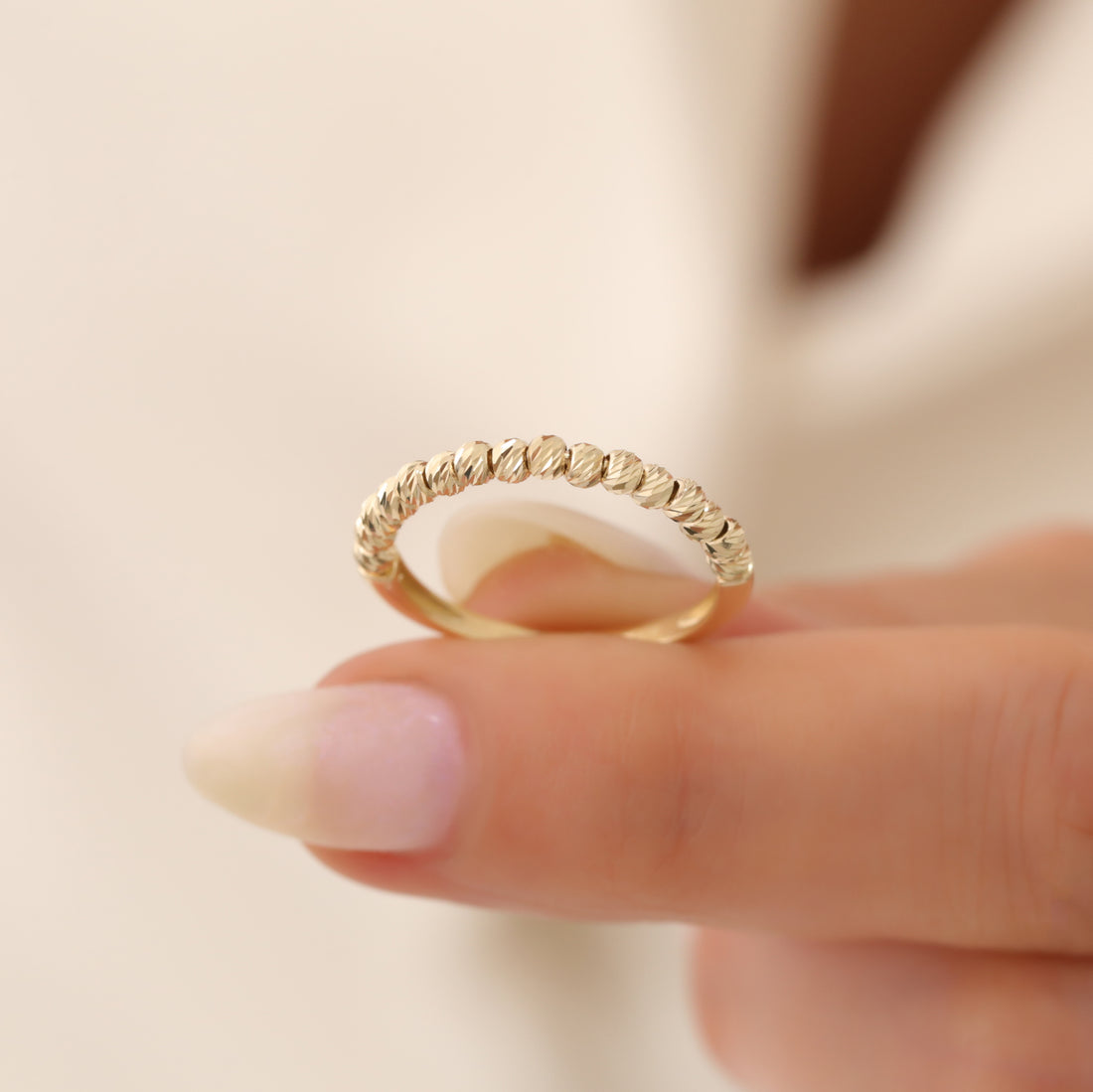 14K Gold Bead Detail Ring






