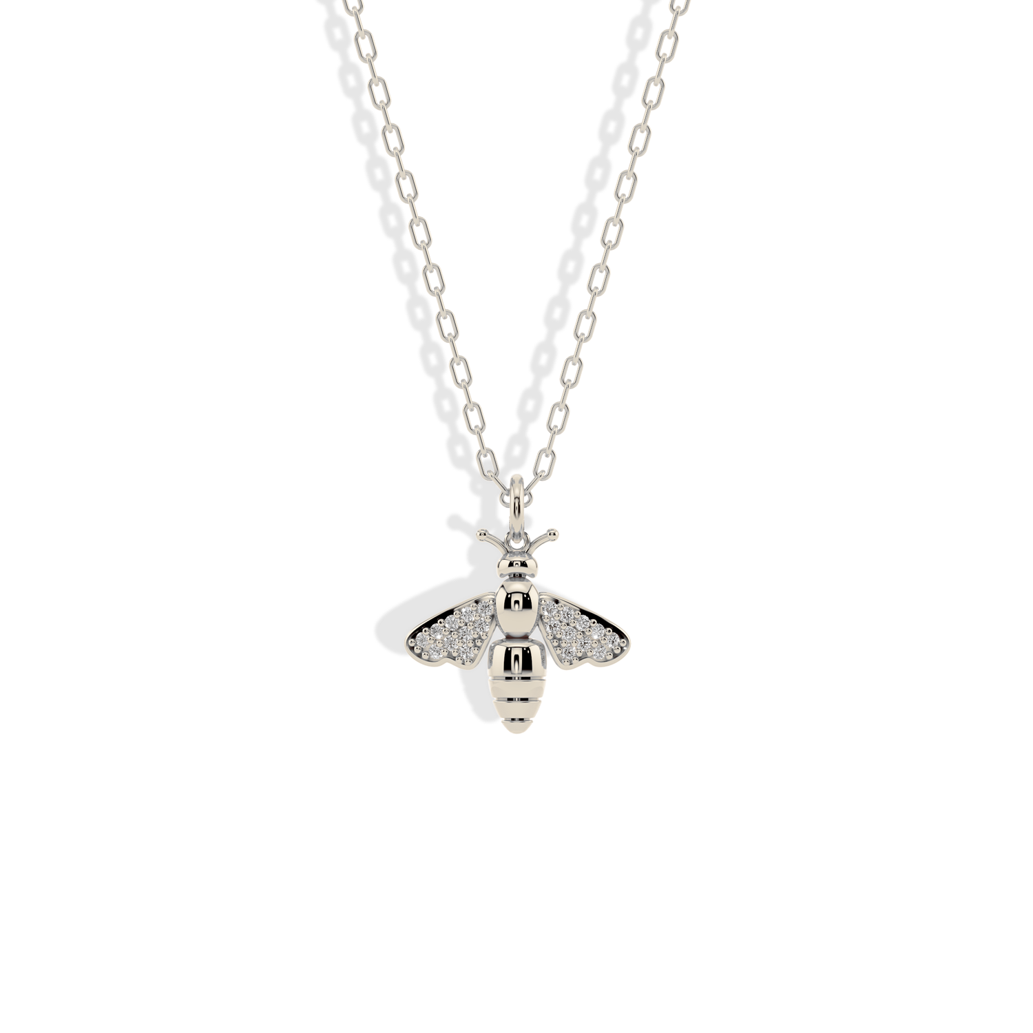 Bee Stone Wing Pendant Necklace 14K Gold / Silver