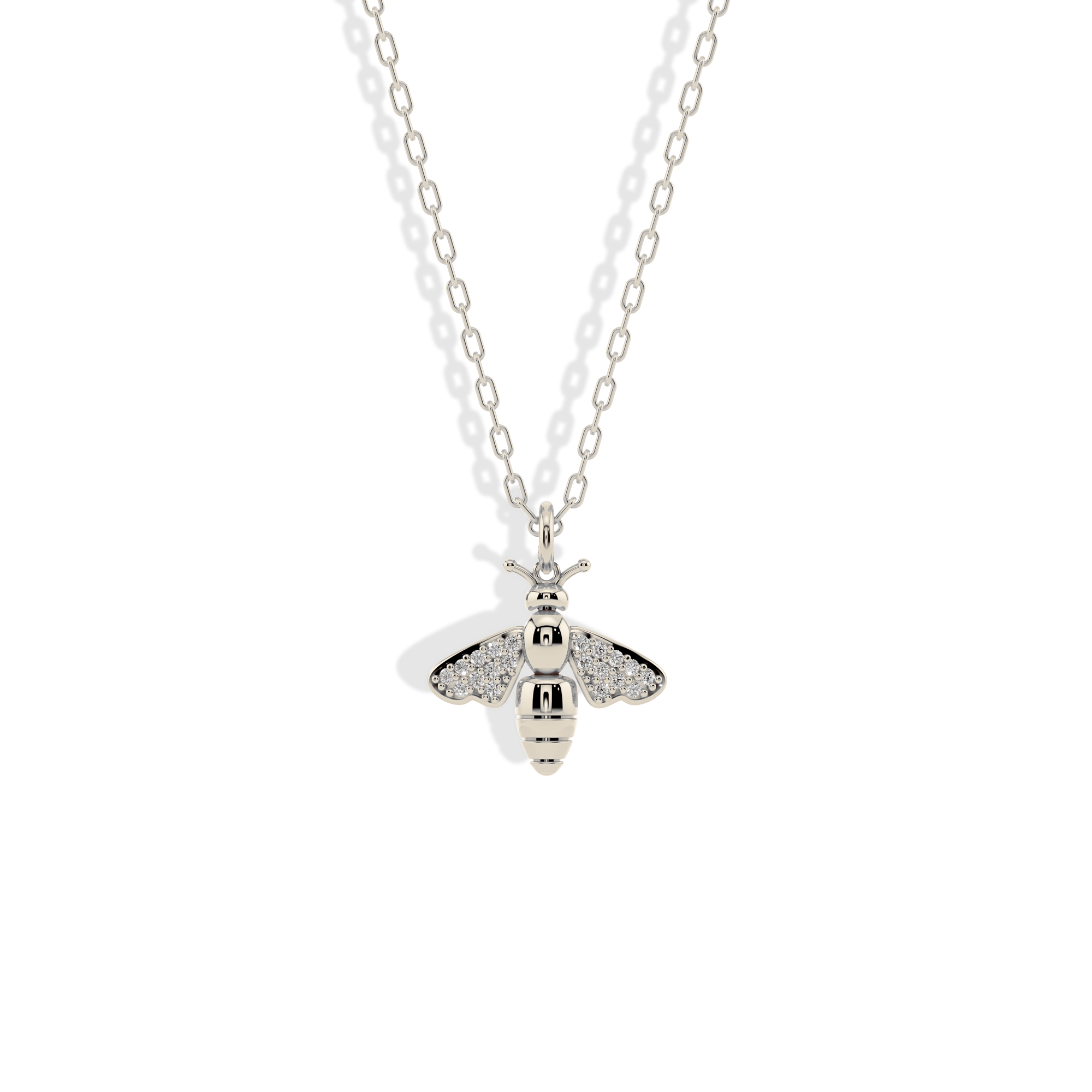Bee Stone Wing Pendant Necklace 14K Gold / Silver