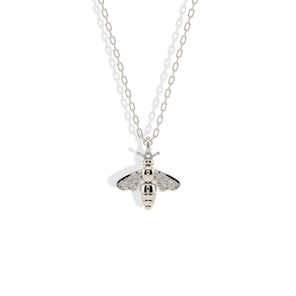 Bee Stone Wing Pendant Necklace 14K Gold / Silver