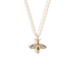 Bee Stone Wing Pendant Necklace 14K Gold / Silver with wing stone detail. Hand crafted honey bee necklace inspired by animals and nature. Elegant everyday jewelry.