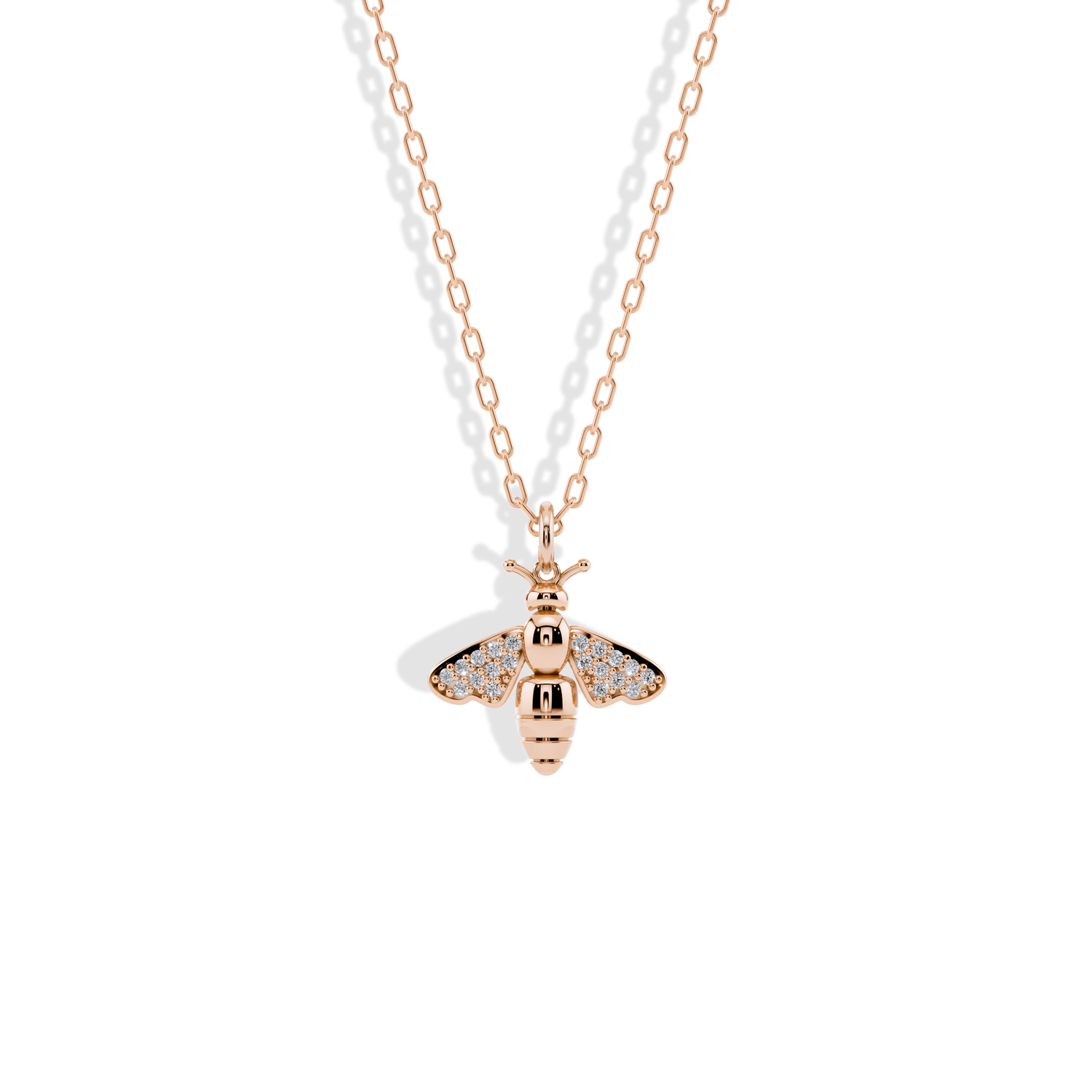 Bee Stone Wing Pendant Necklace 14K Gold / Silver