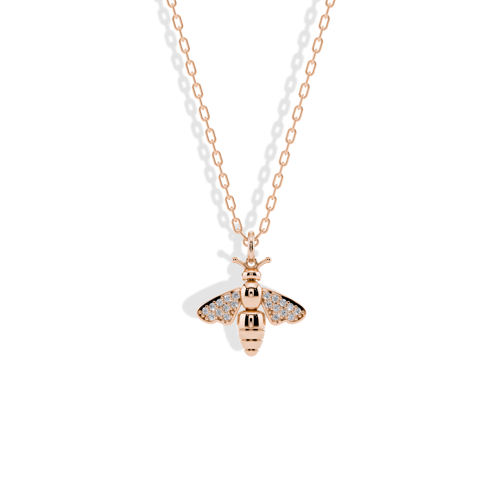 Bee Stone Wing Pendant Necklace 14K Gold / Silver