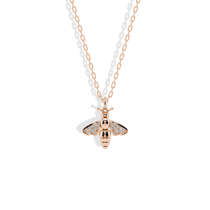 Bee Stone Wing Pendant Necklace 14K Gold / Silver