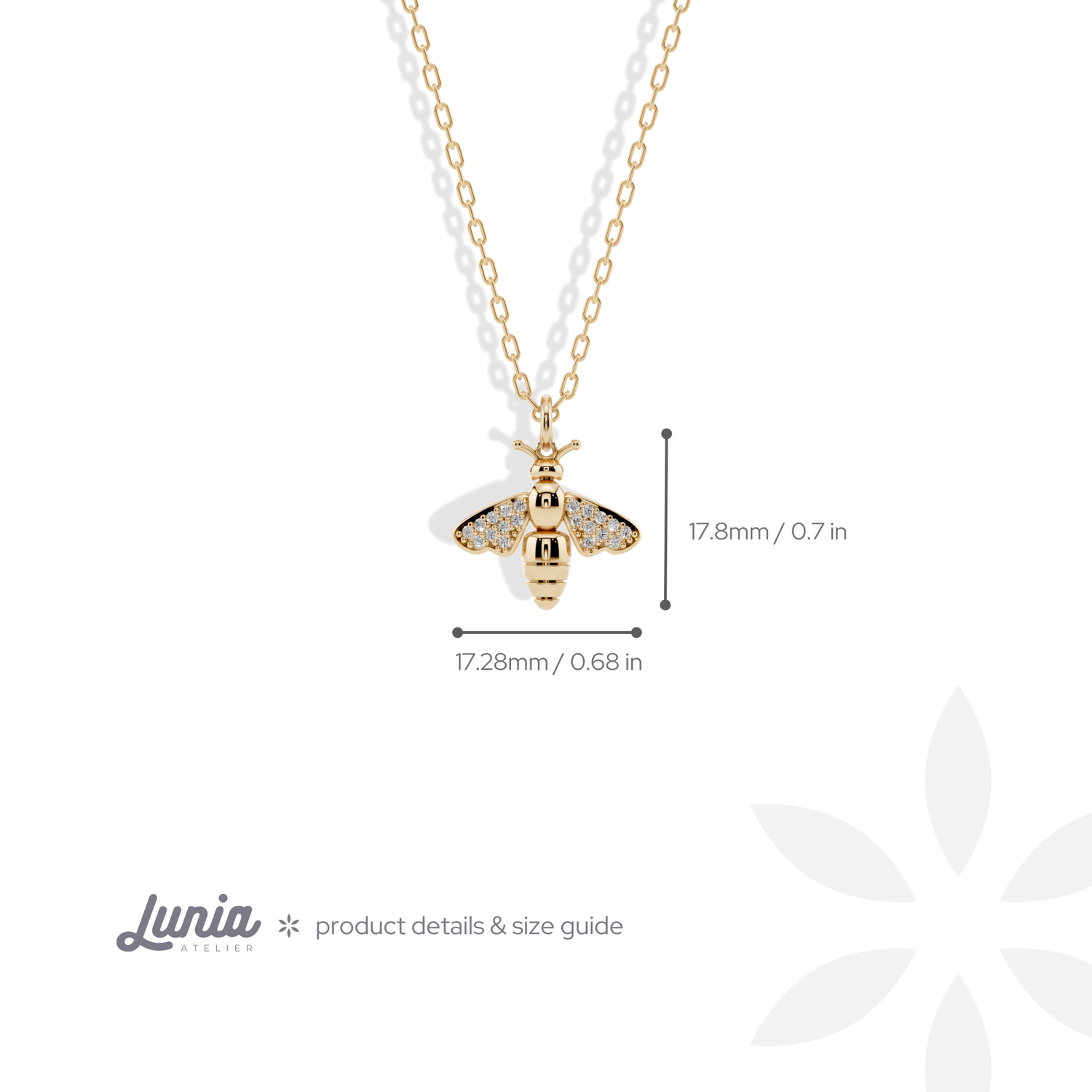 Bee Stone Wing Pendant Necklace 14K Gold / Silver