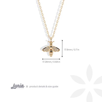 Bee Stone Wing Pendant Necklace 14K Gold / Silver