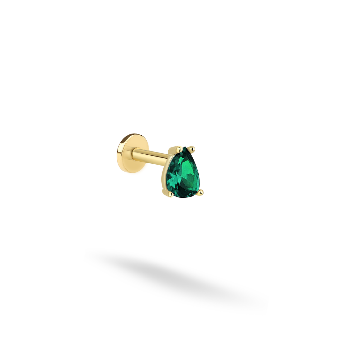 Birthstone Gemstone Custom Drop Flatback Ear Piercing 14K Gold