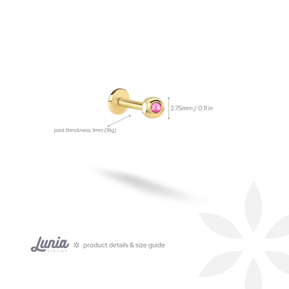 Birthstone Gemstone Custom Flatback Ear Piercing 14K Gold